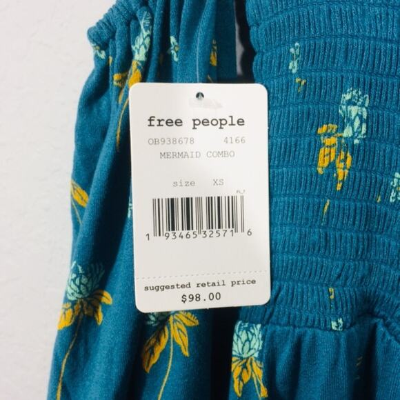 Free People Mermaid Tunic Combo blue floral Size XS NWT - Picture 7 of 9